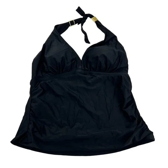 NEW Swimsuits For All plus size black halter tankini top bathing suit size 20 - Picture 1 of 7